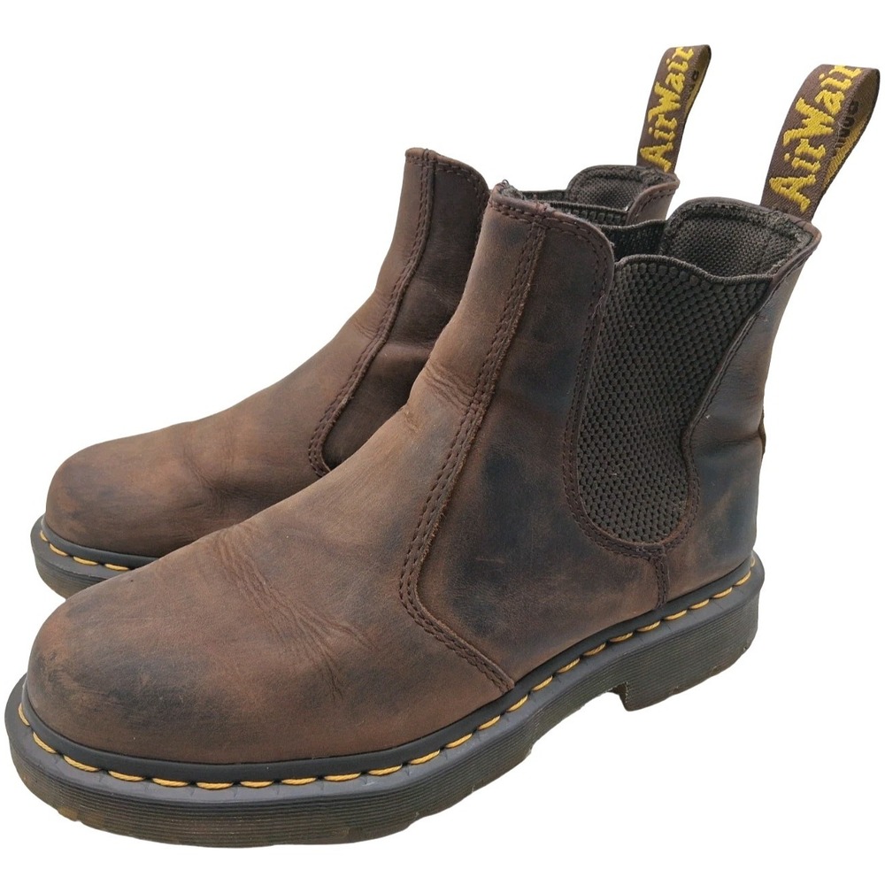 Dr Martens Chelsea Boots Mens Size 9 Brown Leather Pull On Ankle Work EH